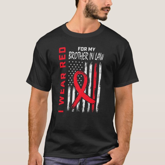 Camiseta Go Red Brother In Law Heart Disease Awareness Amer (Frente)
