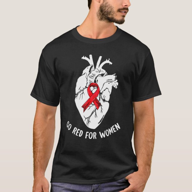 Camiseta Go Red For Women Heart Health Awareness Cardiac Nu (Frente)