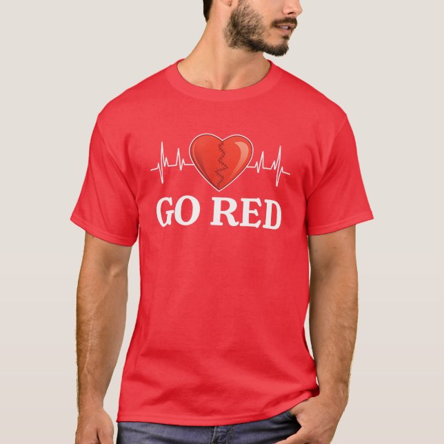 Camiseta Go Red For Womens Heart Disease Awareness Month He (Frente)