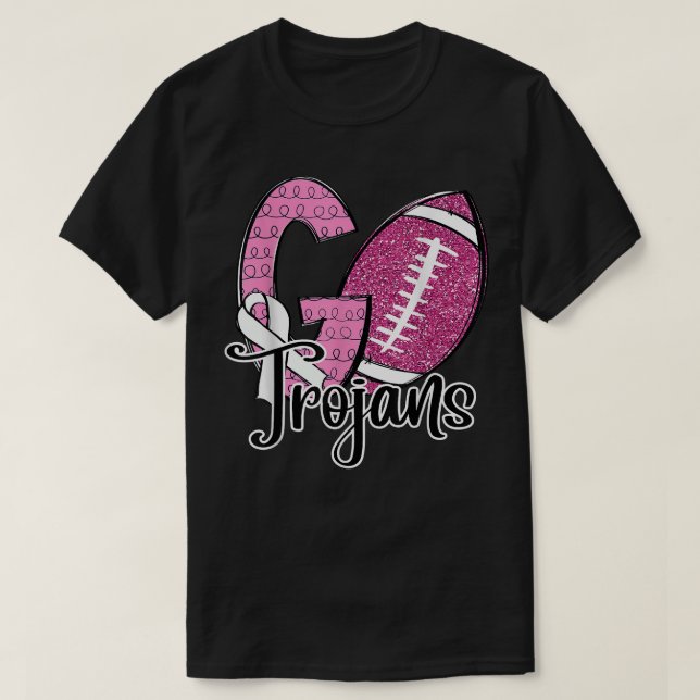 Camiseta Go Trojans School Sports Fan Spirit Cancer (Frente do Design)