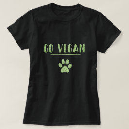 Camiseta Go Vegan Animal Paw Faux Green Glitter Typografia