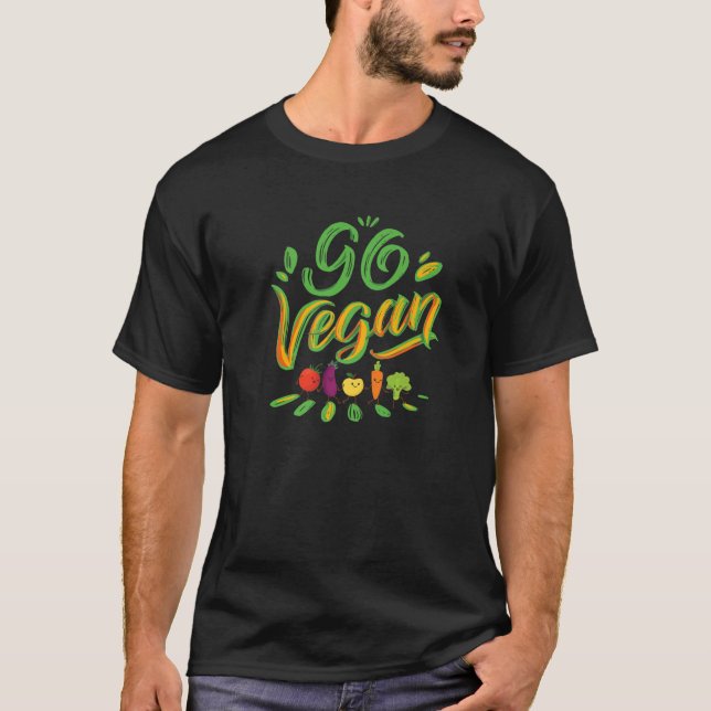 Camiseta Go Vegan - Engraçado Veggie (Frente)