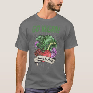 Camiseta Go Vegan Made by Plant for veggie vintage vegetari