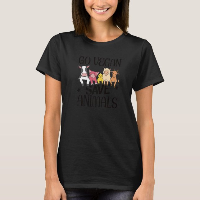 Camiseta Go Vegan Save Animals Premium (Frente)