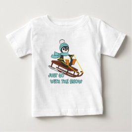Camiseta Go With The Snow Sledding Cute Penguin Winter