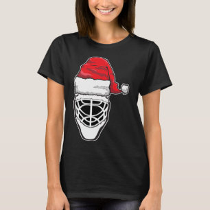 Camiseta Goalie Mask Santa Hat Xmas Gi de Hóquei de Natal D