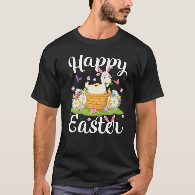 Camiseta Goat Easter Egg Hunting Floral Goat Easter Sunday  (Frente)