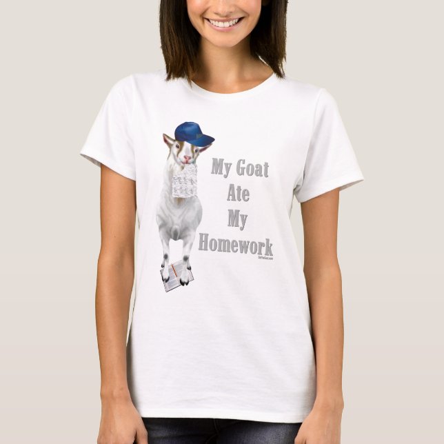 Camiseta Goat Engraçado Comeu Minha Casa (Frente)