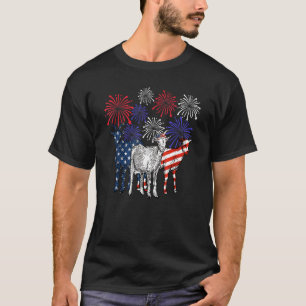 Camiseta Goat Fireworks Animal Happy 4 De Julho