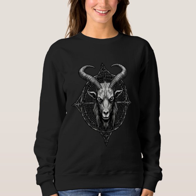 Camiseta Goat Head Baphomet Pentagram Satanic Devil Occul (Frente)