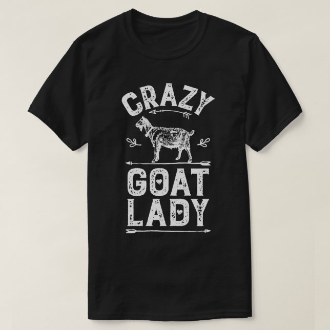 Camiseta Goat Louco Lady Funny Goats Amava Fazenda Farmador (Frente do Design)