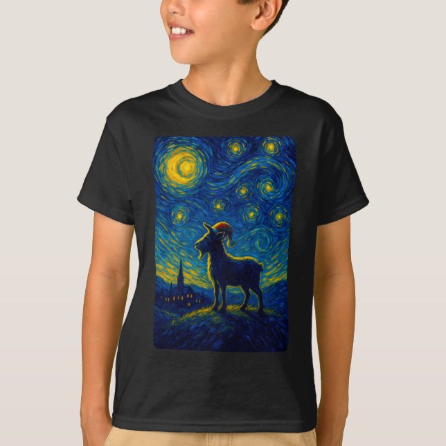 Camiseta Goat Lover Santa Hat Christmas Starry Cute Night V (Frente)