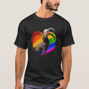Camiseta Goat Rainbow Heart Animal Gay Lgbt Orgulho Lésbico