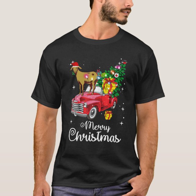 Camiseta Goat Rides Red Truck Natal Pajama (Frente)