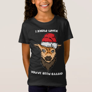 Camiseta Goat Santa Hat Natal Pajama Engraçado Animal de Fa