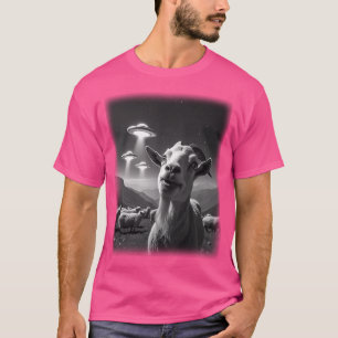 Camiseta Goat Ufo Animal Refrigerado Selfie Divertido E Hil