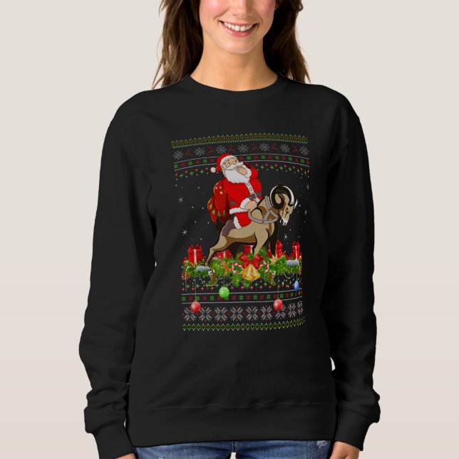 Camiseta Goat  Ugly Santa Riding Goat Christmas (Frente)