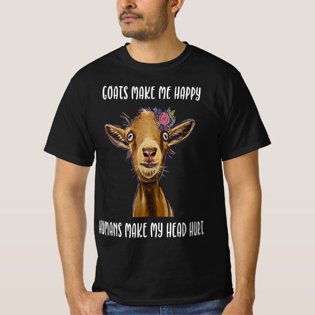 Camiseta goats make me happy |goat lover (Frente)