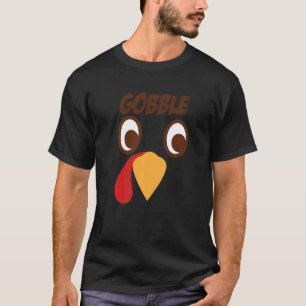 Camiseta Gobble Big O Face Graças À Turquia Com Googly