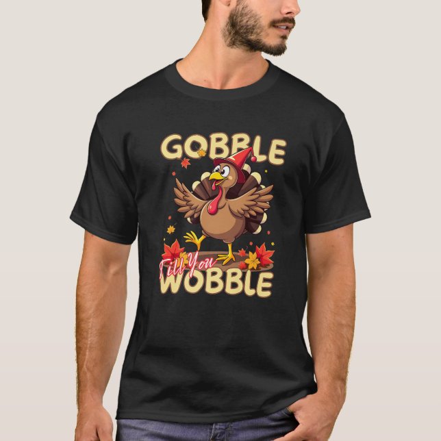 Camiseta Gobble Bonito Graças à Turquia Correr Figurume Tha (Frente)
