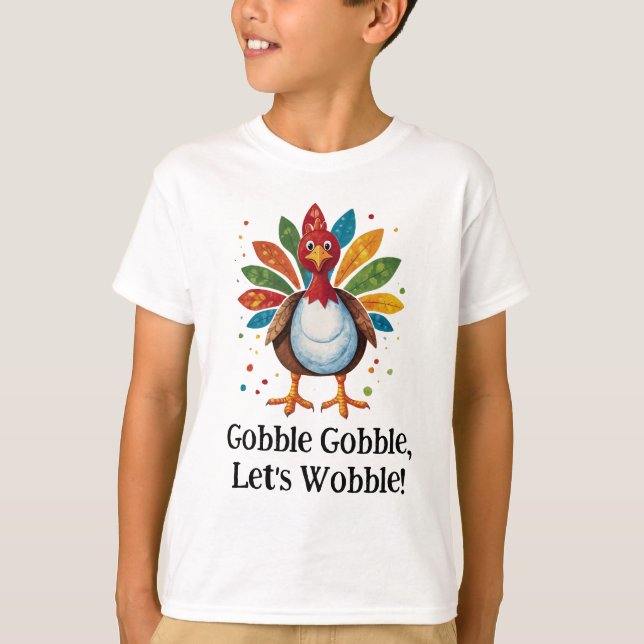 Camiseta Gobble Colorido Bonito Ação de Graças na Turquia (Frente)