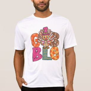Camiseta Gobble Engraçado Ação de Graças Turquia Janta Cria