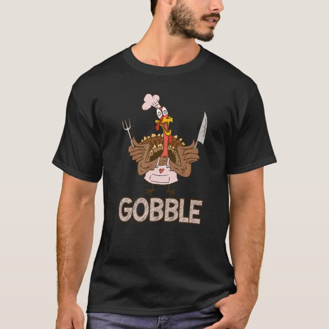 Camiseta Gobble Thankful  Crazy Turkey Thanksgiving (Frente)