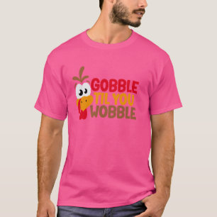 Camiseta Gobble Til You Wobble Engraçado Turquia Face Autum