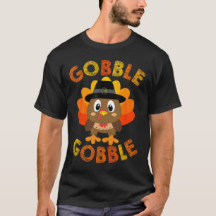 Camiseta Gobble Turkey Pequenos Meninos Meninas Crianças Aç