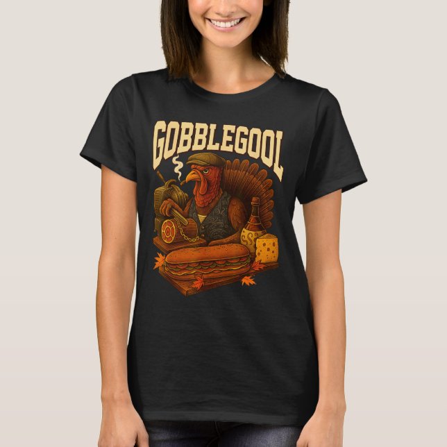 Camiseta Gobbol Turkey Gobble Gool Thanksgiving Retro  (Frente)