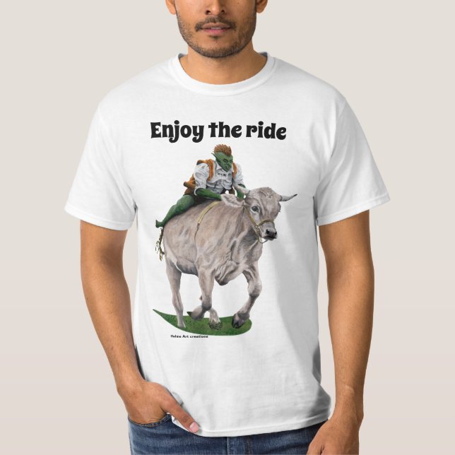 Camiseta Goblin Rider Ox Racing Fantasy Art Shirt (Frente)
