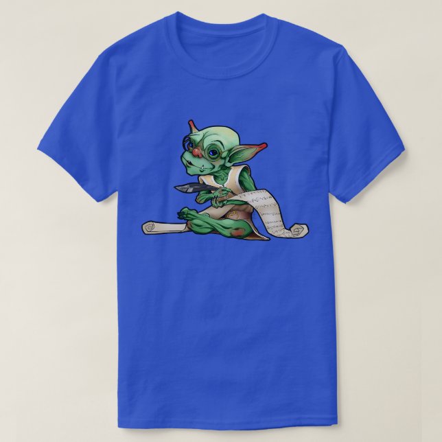 Camiseta Goblin Scribe com rolagem de enchimento e óculos T (Frente do Design)