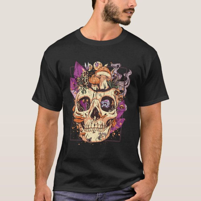 Camiseta Goblincore Aestético Grunge Moon Crystals Mushroom (Frente)