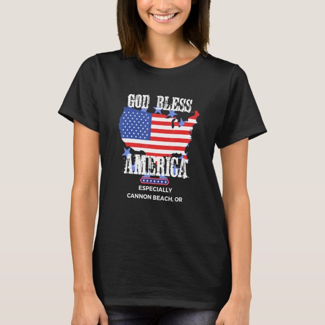 Camiseta God Bless America Especially Cannon Beach OR US St (Frente)