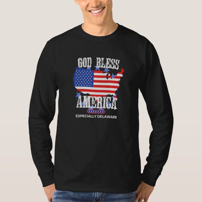 Camiseta God Bless America Especially Delaware US State Des (Frente)