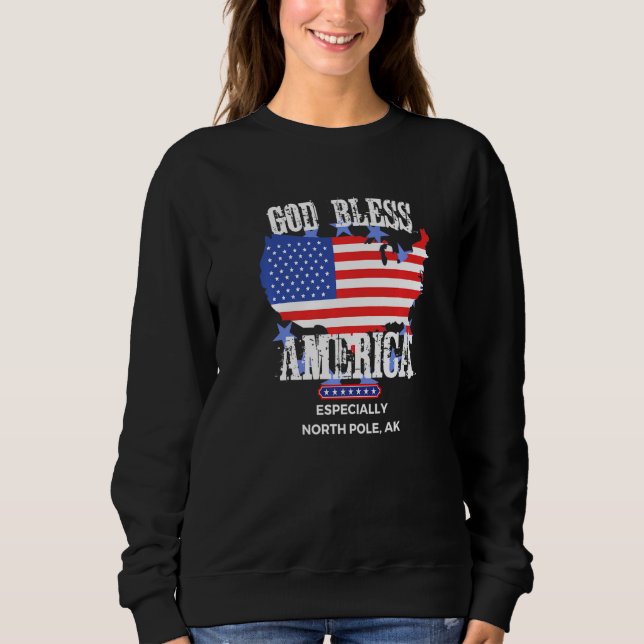 Camiseta God Bless America Especially North Pole AK US Stat (Frente)