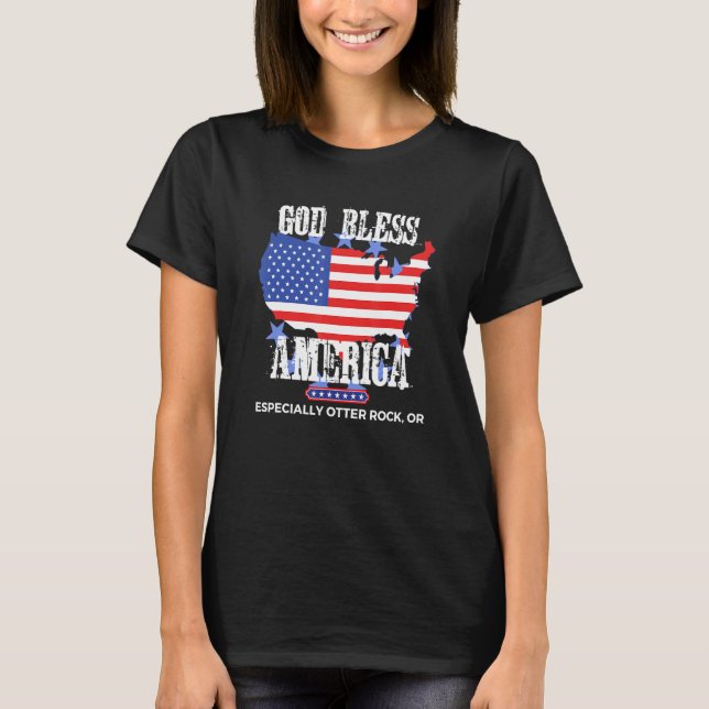 Camiseta God Bless America Especially Otter Rock OR US Stat (Frente)