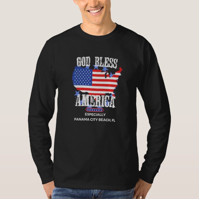 Camiseta God Bless America Especially Panama City-Beach FL  (Frente)