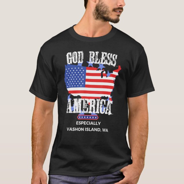 Camiseta God Bless America Especially Vashon Island WA US S (Frente)