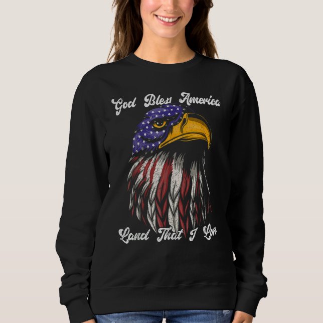 Camiseta God Bless America Land That I Love Us Flag  4th Of (Frente)