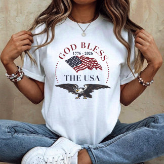 Camiseta God Bless the USA – 1776–2026 Patriotic Eagle