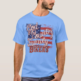 Camiseta God Country Family Bikers Patriotic Motorcycle Rid