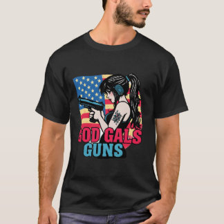 Camiseta ''God Gals Guns'' Estilo Americano 