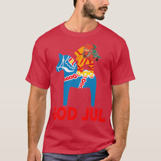 Camiseta God Jul Merry Christmas Dala Horse Tomte Julbock S