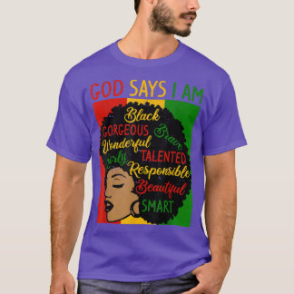 Camiseta God Says I Am Black History Month Pride Afro Black
