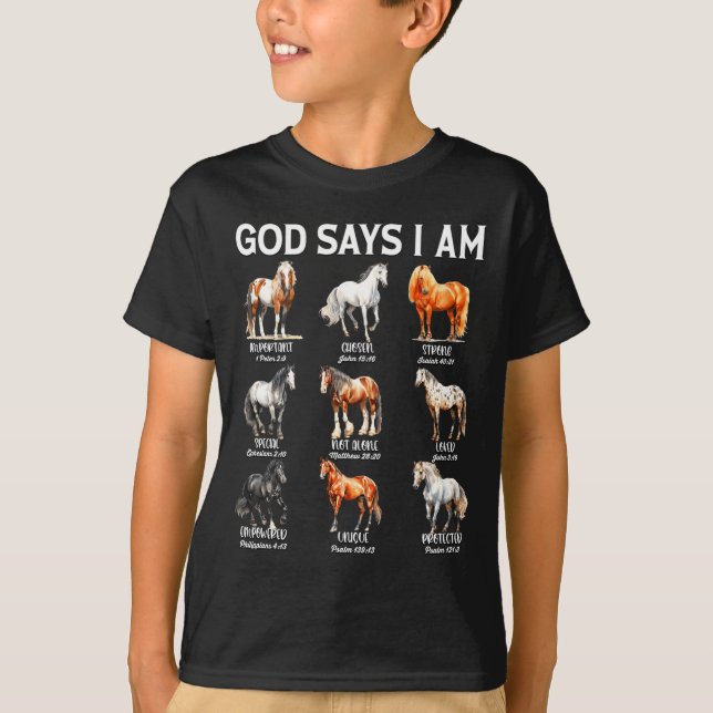 Camiseta God Says I Am Horse Christian Girl Teen Boy Bible  (Frente)