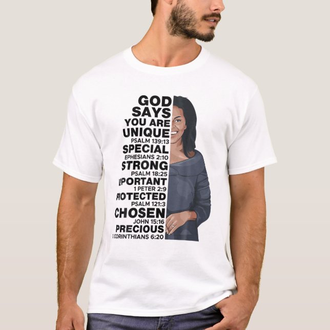 Camiseta God Says Michelle Obama Women History Month Love M (Frente)