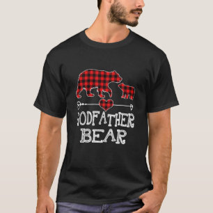 Camiseta Goddad Bear Natal Pajama Xadrez Vermelha Buffalo