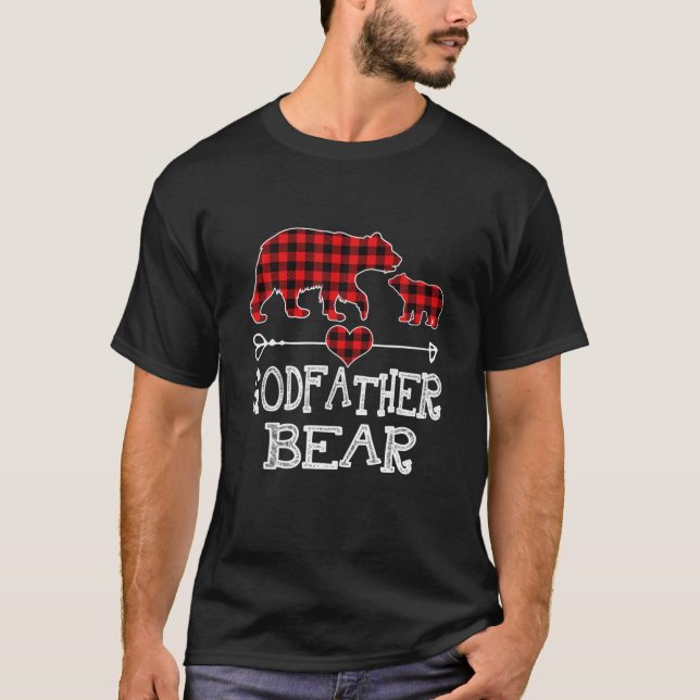 Camiseta Goddad Bear Natal Pajama Xadrez Vermelha Buffalo (Frente)