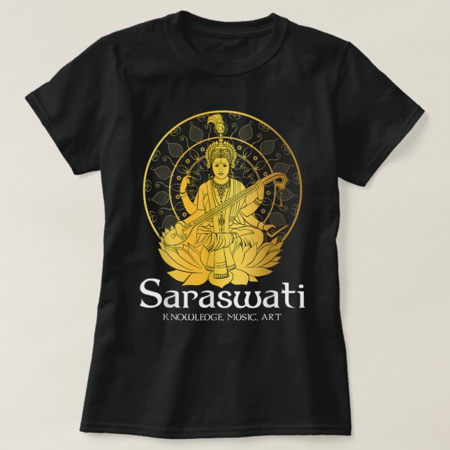 Camiseta Goddess Saraswati Jersey Hinduism Hindu Gods Deity (Frente do Design)